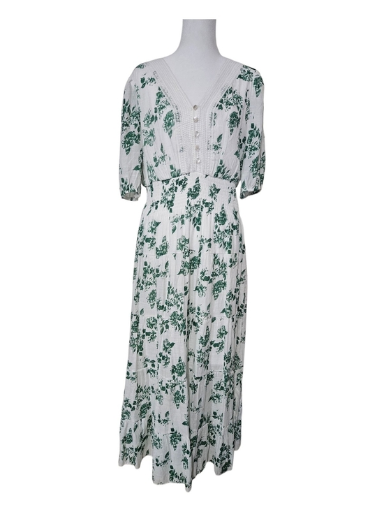 J Gee Dresses & Skirts - Green Floral V-Neck Maxi Dress